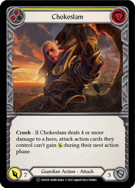 Chokeslam (Yellow) [U-CRU036] (Crucible of War Unlimited)  Unlimited Rainbow Foil